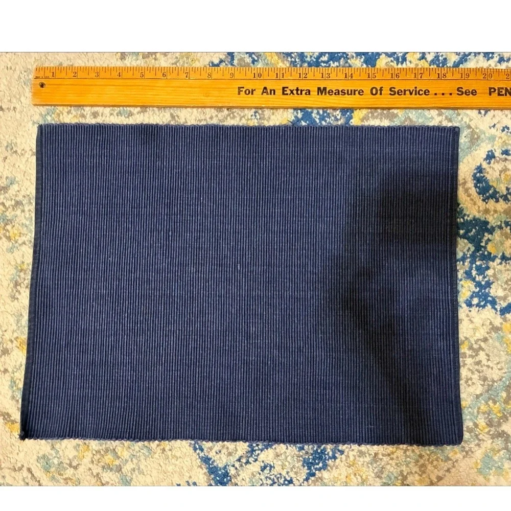 Pottery Barn Navy Blue Ribbed Cotton Placemats Set of 2 Rectangular 19x14 India